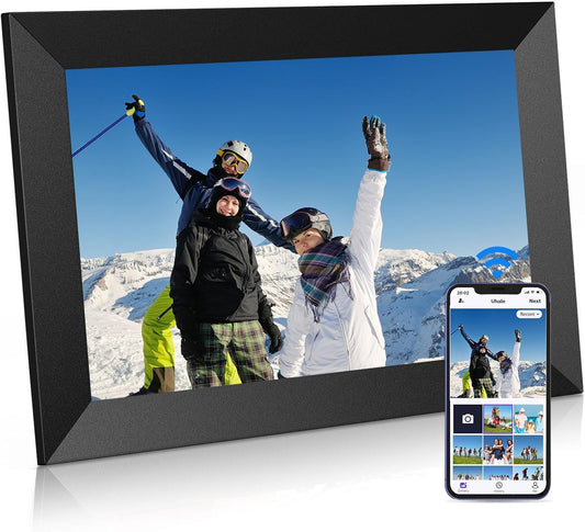 Digital Picture Frame WiFi 10.1 inch HD IPS Touch Screen Electronic Picture Frame Slideshow Smart Loop Digital Photo Frame with APP & SD Card Slot to Load Photos & Videos from Your Phone