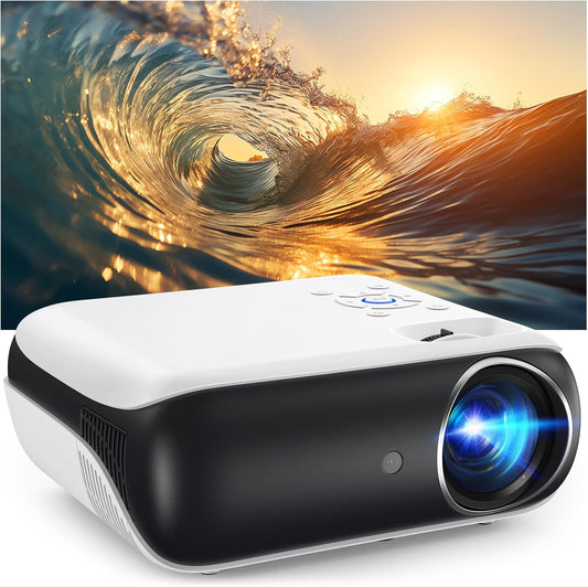 Native 1080P Bluetooth Projector, Portable Outdoor Movie Projector, Full HD Mini Projector with Speaker for Home Bedroom, Compatible with Smartphone,HDMI,USB,AV